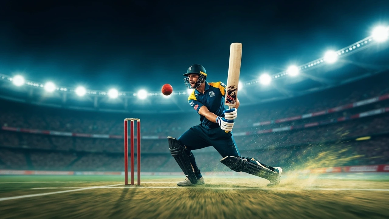 A batsman playing a cover drive in an IPL 2026 night match